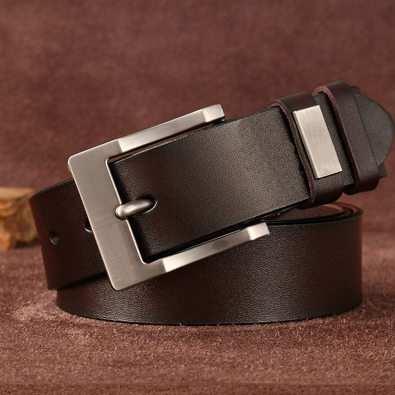 Wholesale Genuine leather belt men' s pin buckle youth retro casual jeans